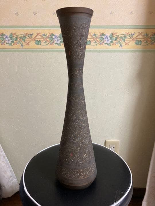 中国美術古銅製骨董品中国花瓶鉄製手彫り花瓶壺アンティーク