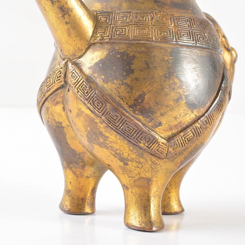 中国　古銅宣徳銅　霊芝摘　水注　水滴　D　R6503