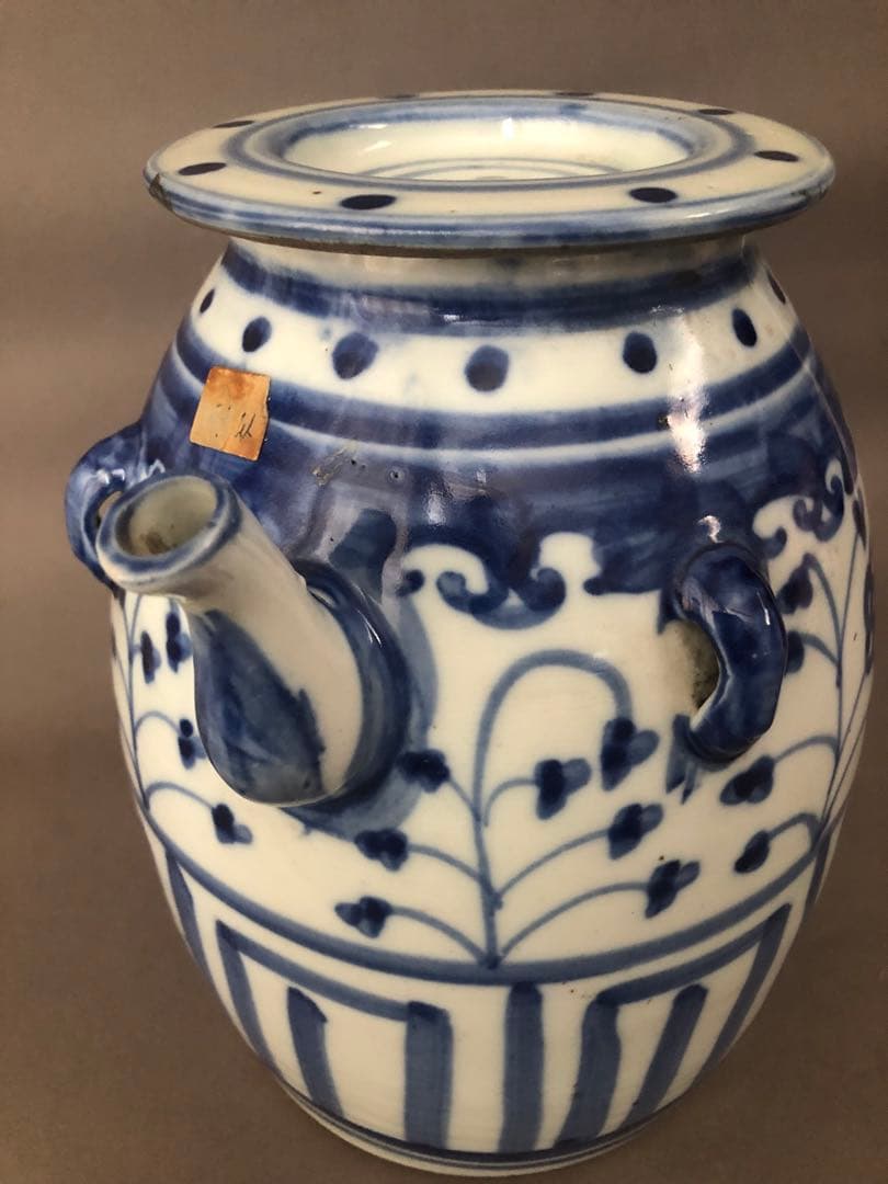 陶磁手描き青花風吹荷笑陶板絵古木枠象眼陶板古典的なインテリアストラップ