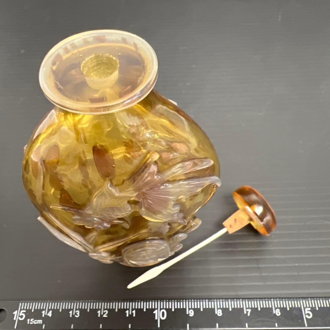 中国古玩 金魚彫鼻煙壷 高さ9.7㎝ 東Y7-0924③タニト