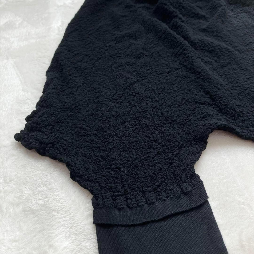 美品イッセイミヤケme 縮絨プリーツ サルエルパンツ ブラック