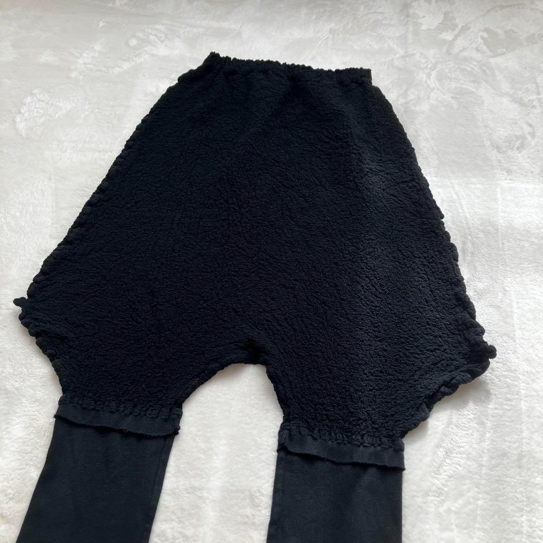 美品イッセイミヤケme 縮絨プリーツ サルエルパンツ ブラック
