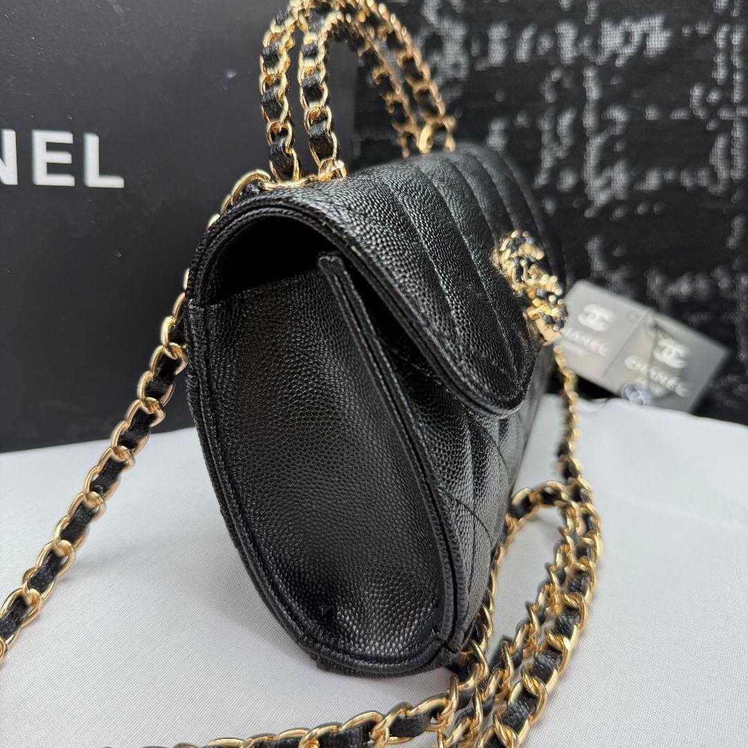 本日限定特価】CHANEL ノベルティ ブラックレザー ショルダーバッグ