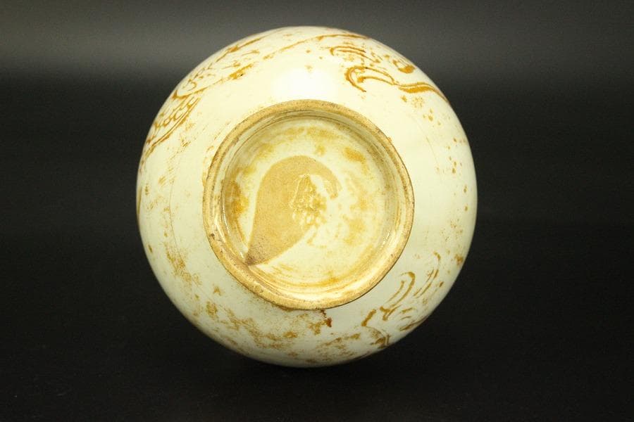 中国美術 白磁 刻龍紋 瓶 高17.5cm(HA434)