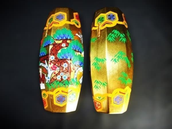 ぶりぶり香合 松鶴高砂絵 祥福 本金箔押 本漆器