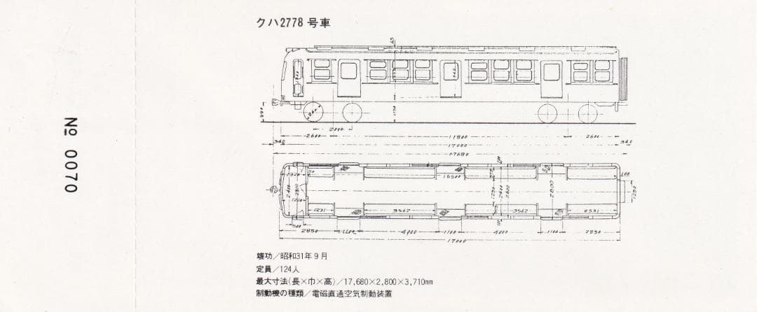 1981京王帝都電鉄2700型車両さよなら記念乗車券
