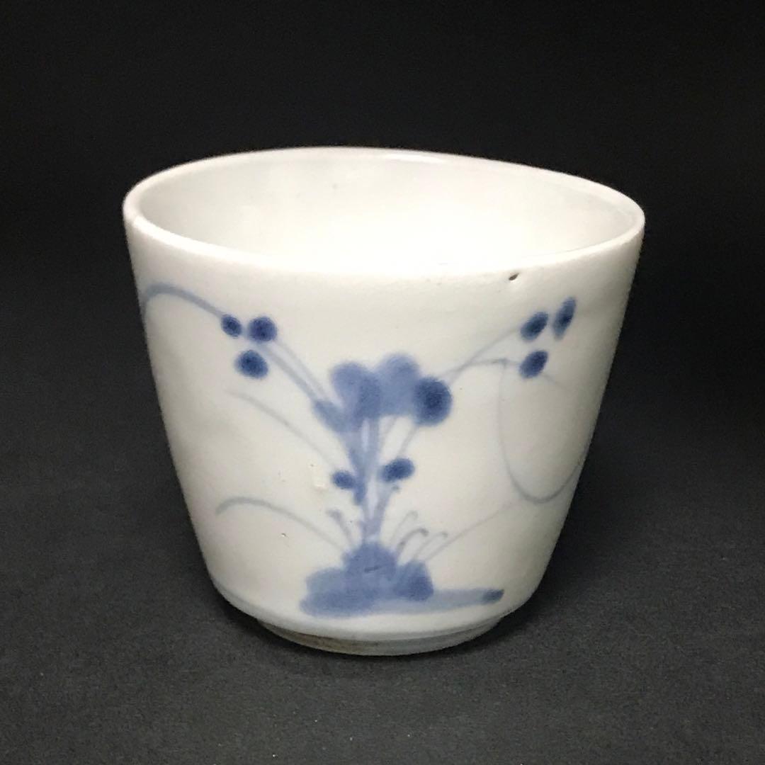 蕎麦猪口 そば猪口 露草文 高台 厚底 酒器 盃 初期 古伊万里 骨董 古