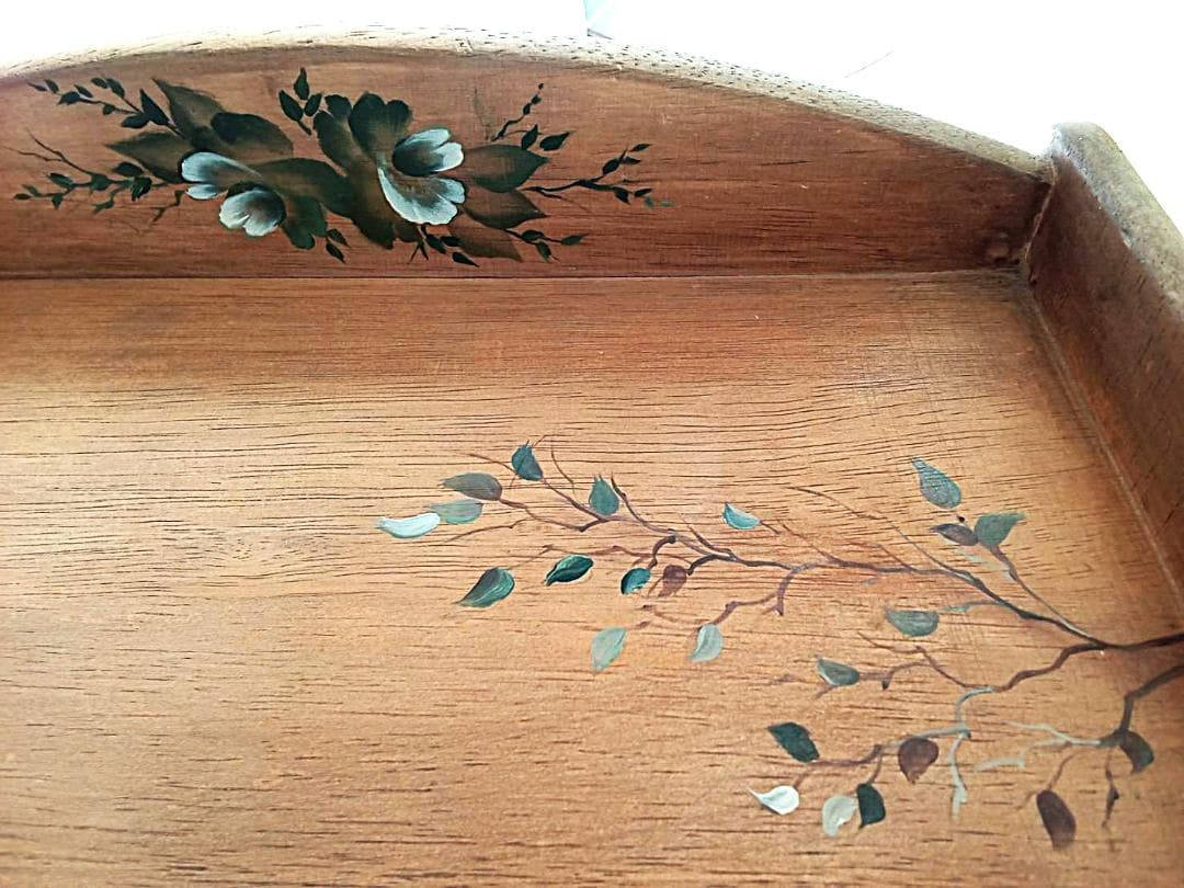 英国農村風景＆花木～本格トールペイント 希少/一点もの 収納BOX 美