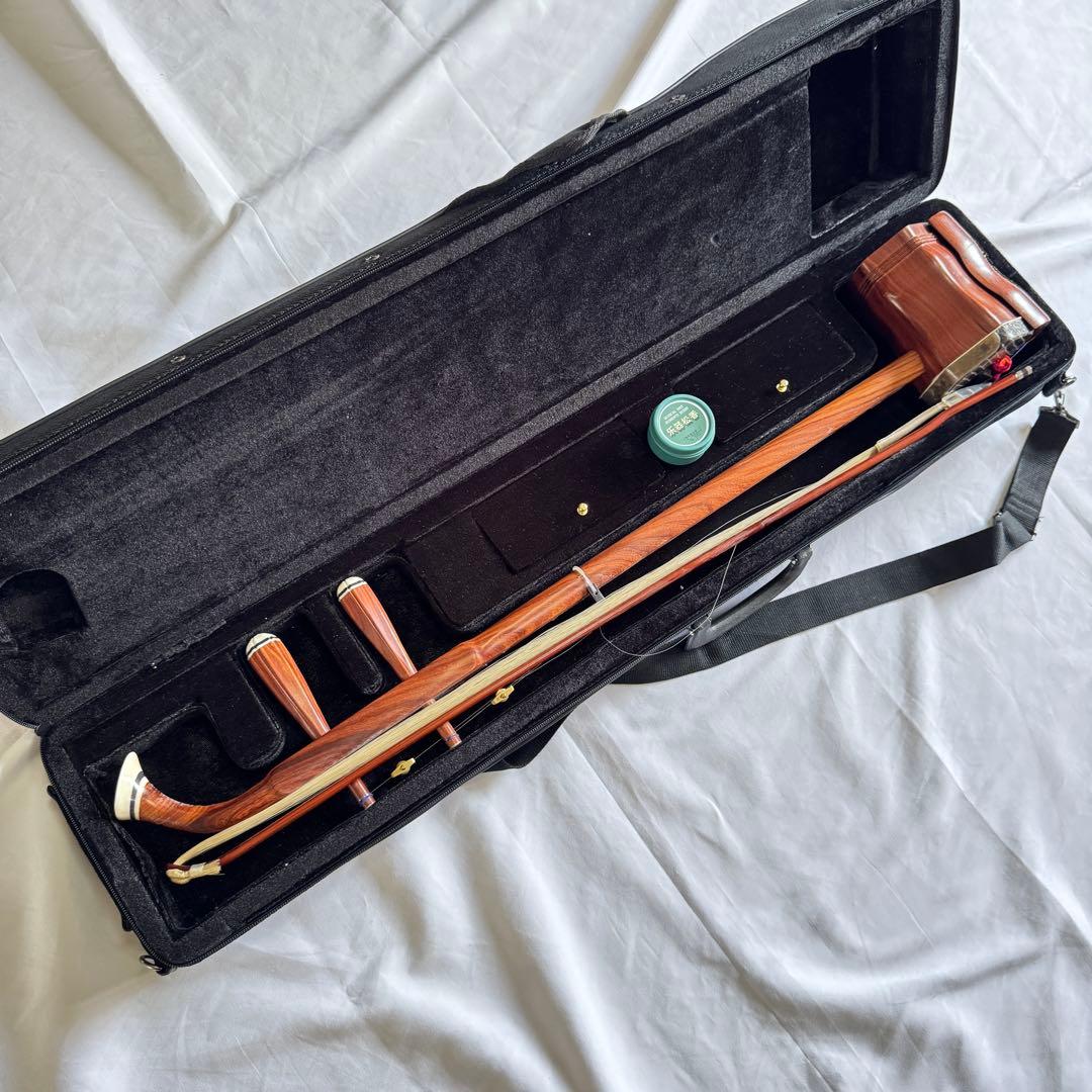 名師堂　二胡　紅檀（こうたん） ニシキヘビ皮 セミハードケース付