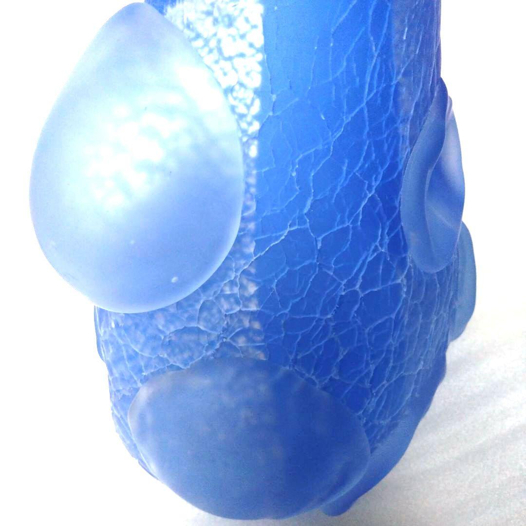 岩田ガラス優しい青銀箔工房作家1点もの花器アート