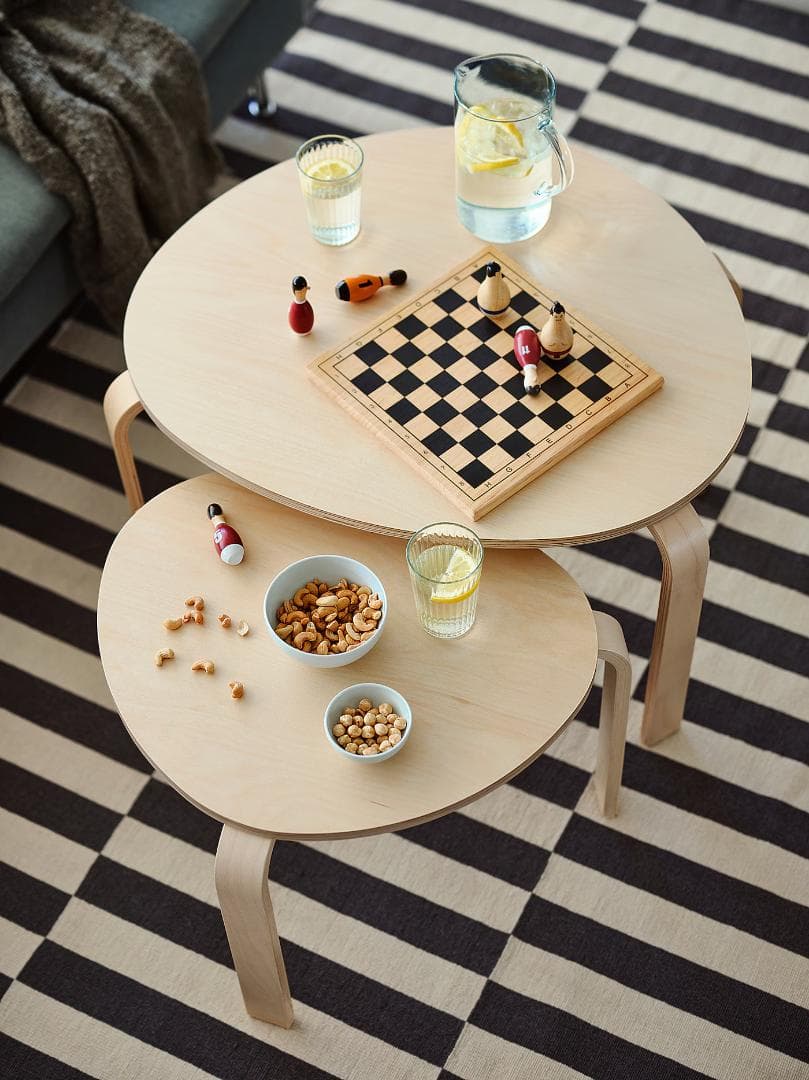 IKEA(イケア) SVALSTA ネストテーブル2点セット, バーチ材突き板