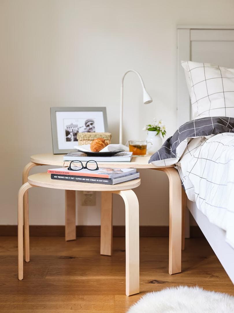 IKEA(イケア) SVALSTA ネストテーブル2点セット, バーチ材突き板