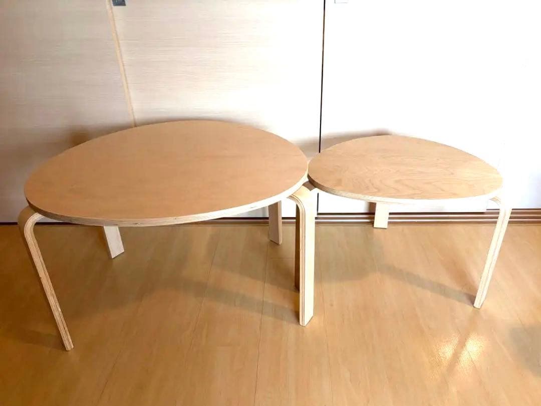 IKEA(イケア) SVALSTA ネストテーブル2点セット, バーチ材突き板