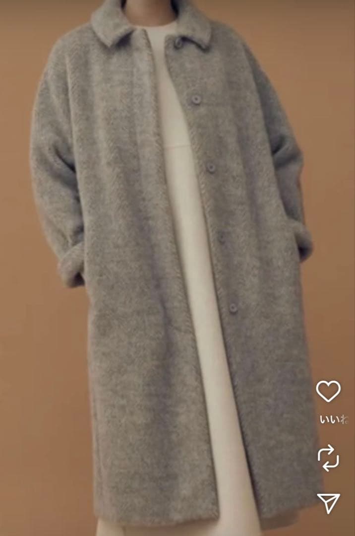 定価16万】ルブーケ LE bouquet ロングコート ヘリンボーン グレー