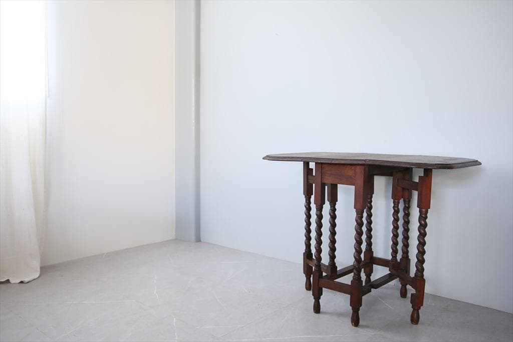 英国アンティーク木製ゲートレッグテーブル/ダイニング机バタフライ(91-244)