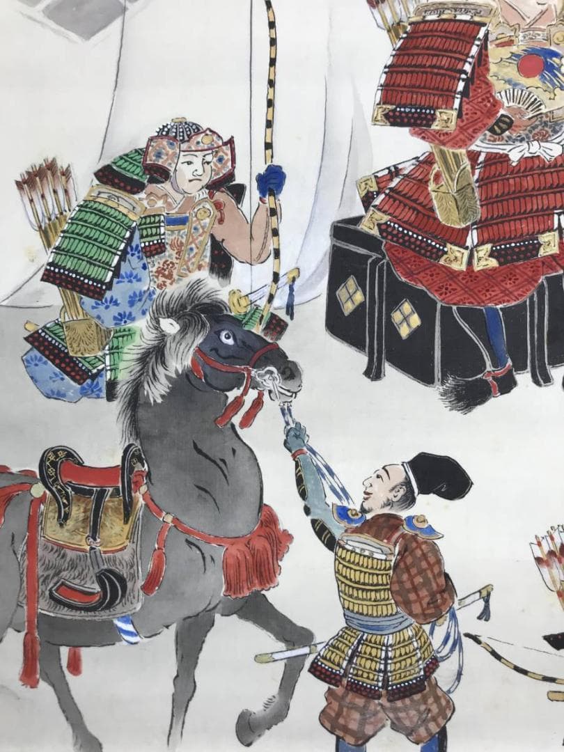 【真作】竹林愛作/武者絵/武士図/人物図/掛軸/名家伝来/AC-385