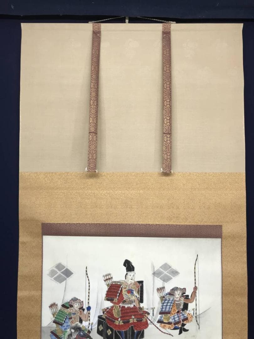 【真作】竹林愛作/武者絵/武士図/人物図/掛軸/名家伝来/AC-385