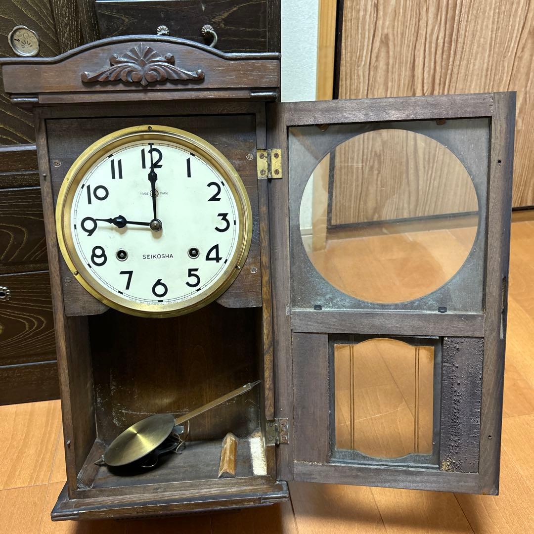 SEIKOSHA木製掛時計 振り子付き