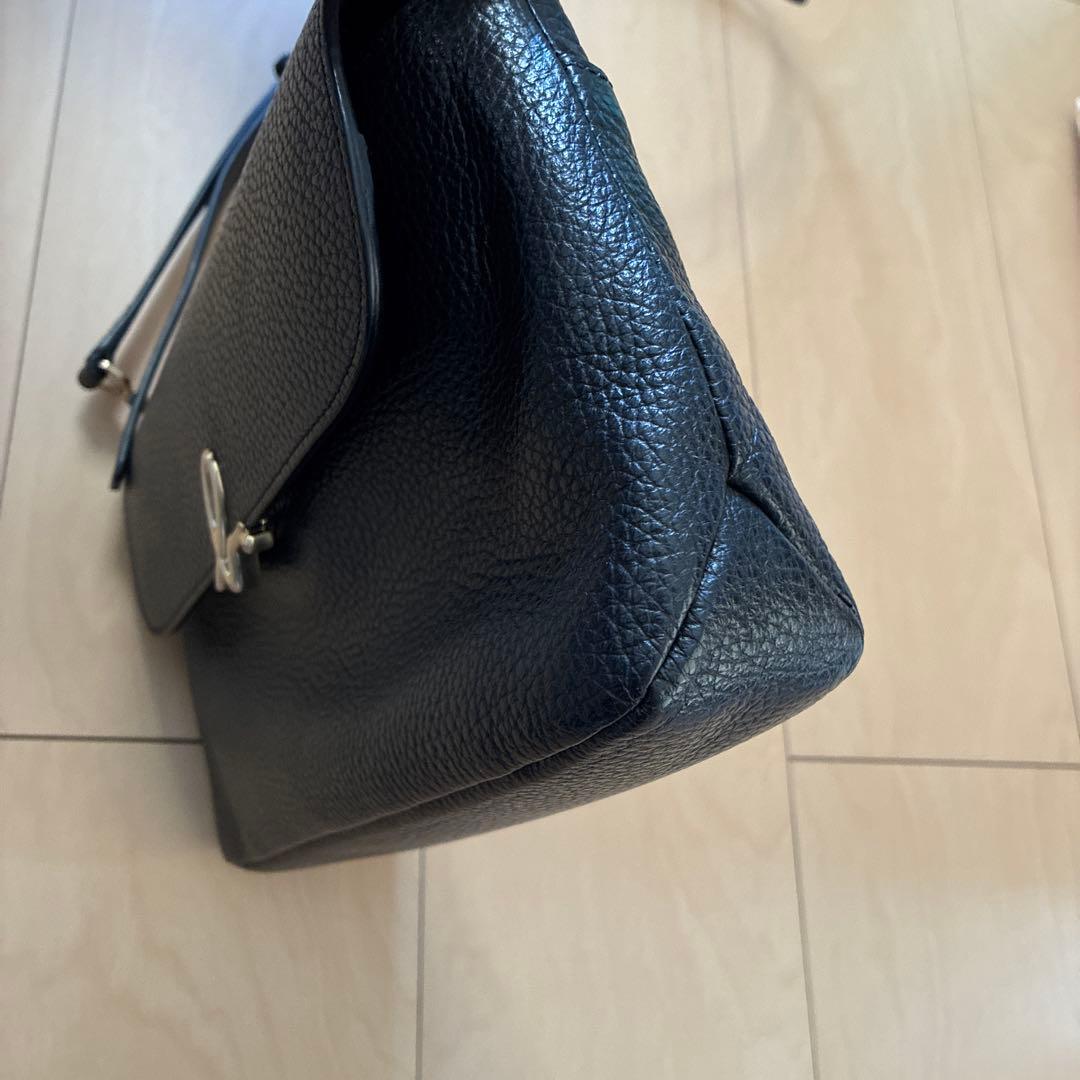 アニエスベー　ショルダーバッグ　黒　シボ革