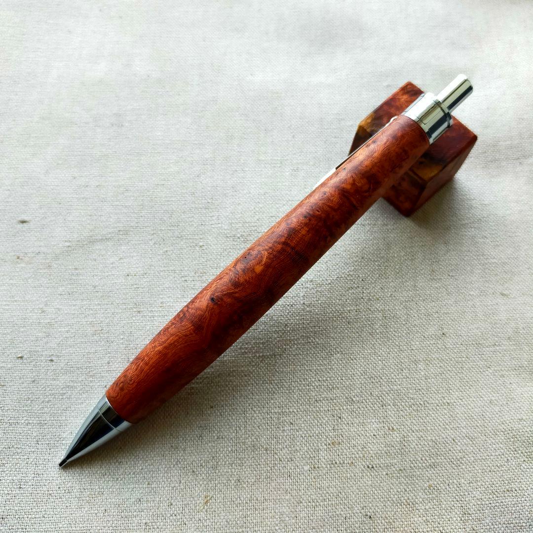 ハンドメイド　シャープペン　木軸　本花梨瘤杢　上杢　0.5mm