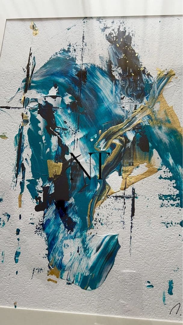 絵画　アート　青　金　インテリア　海外　ホテル　ギフト　新築祝い　モダン　抽象画