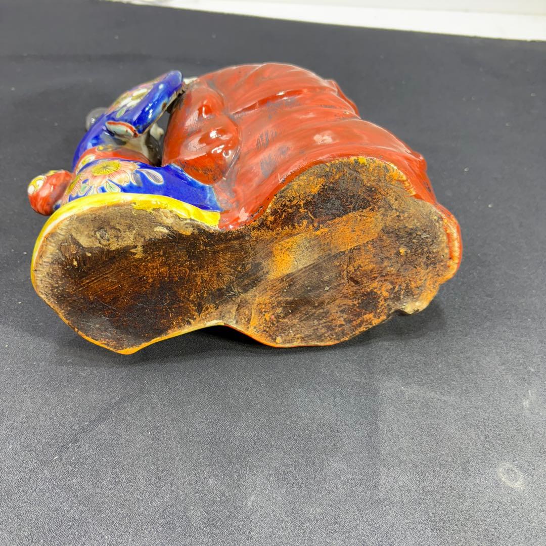 九谷焼 古九谷 和装美人 達磨の耳かき像 明治期？ 置物 飾り物 時代物