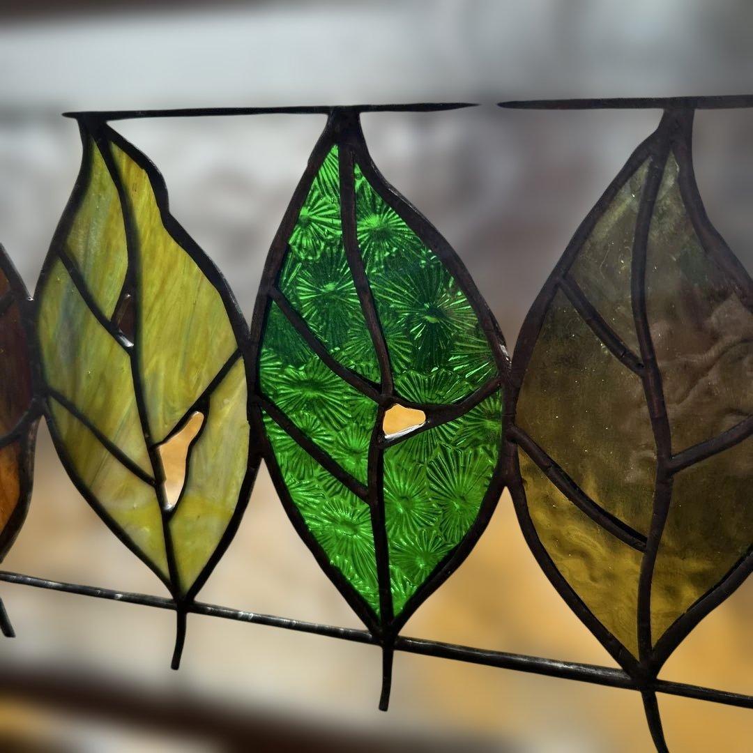 ステンドグラスパネル秋の葉っぱ達10