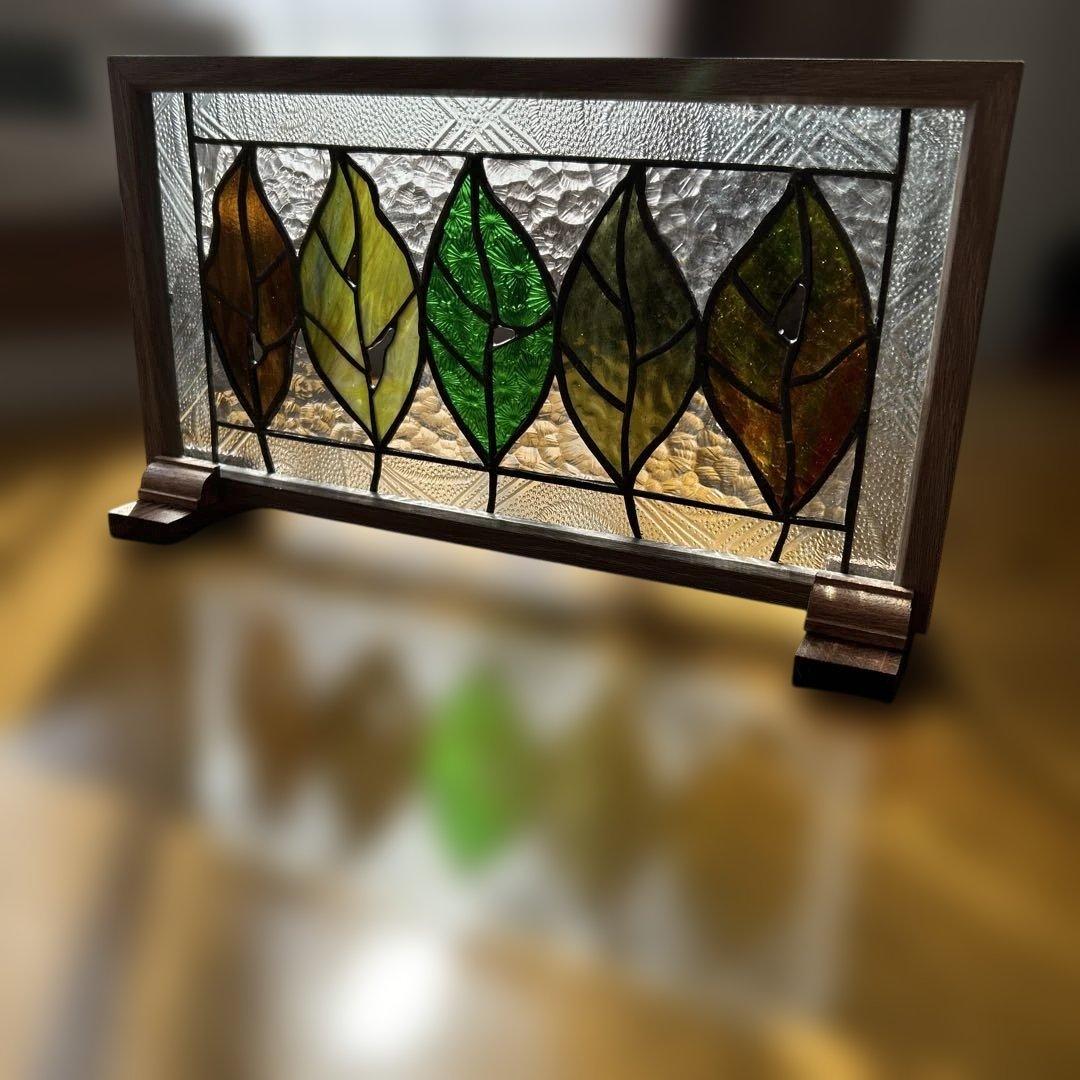 ステンドグラスパネル秋の葉っぱ達10