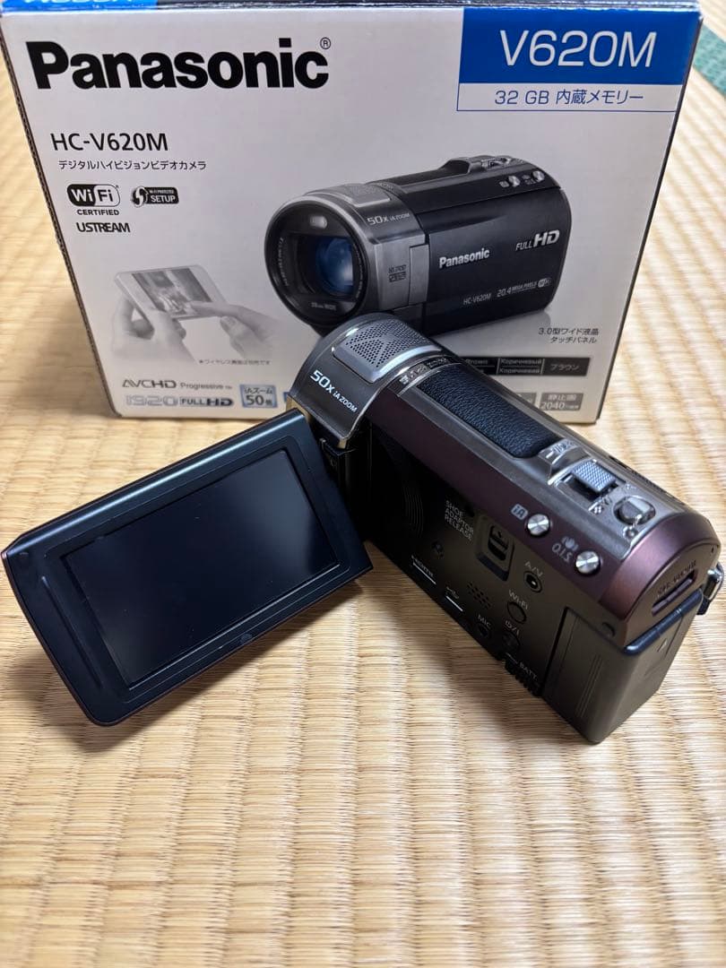 【SD付き】Panasonic HC-V620M ビデオカメラ　バッテリー2個
