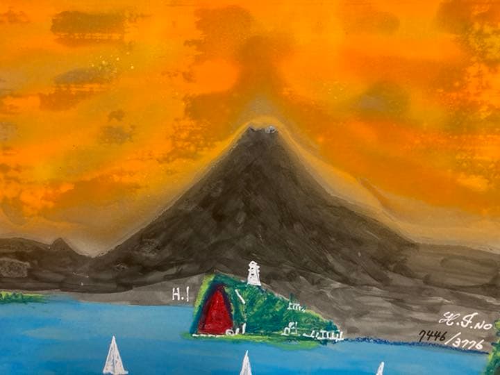 幻想絵画、空飛ぶ画家糸川裕志の富士山曼荼羅図富嶽三十六景