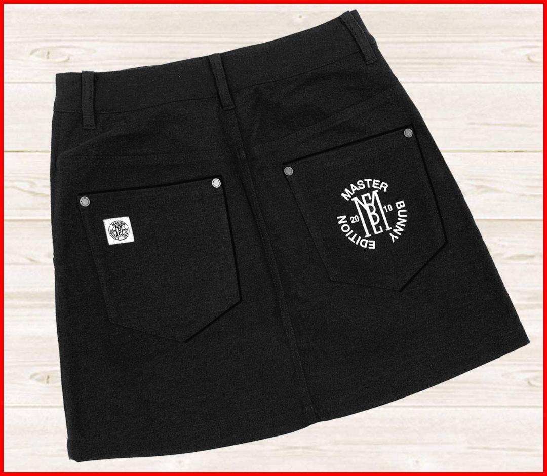 【新品】マスターバニーゴルフスカート台形ウールライクストレッチ黒00XS