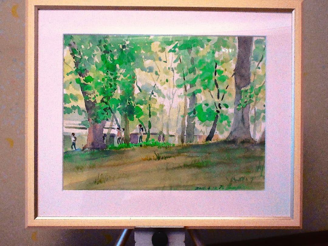 水彩画 -上野公園散策-額縁付き