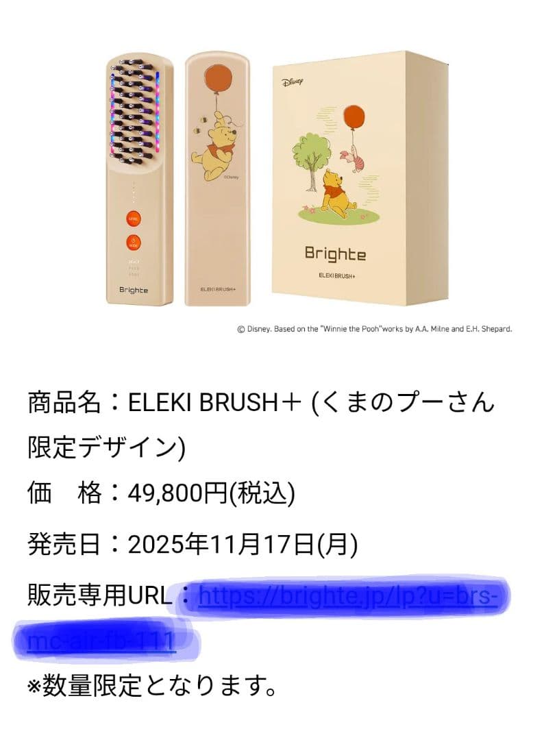 くまのプーさんデザイン エレキブラシ 限定 ハニーオレンジ 未開封