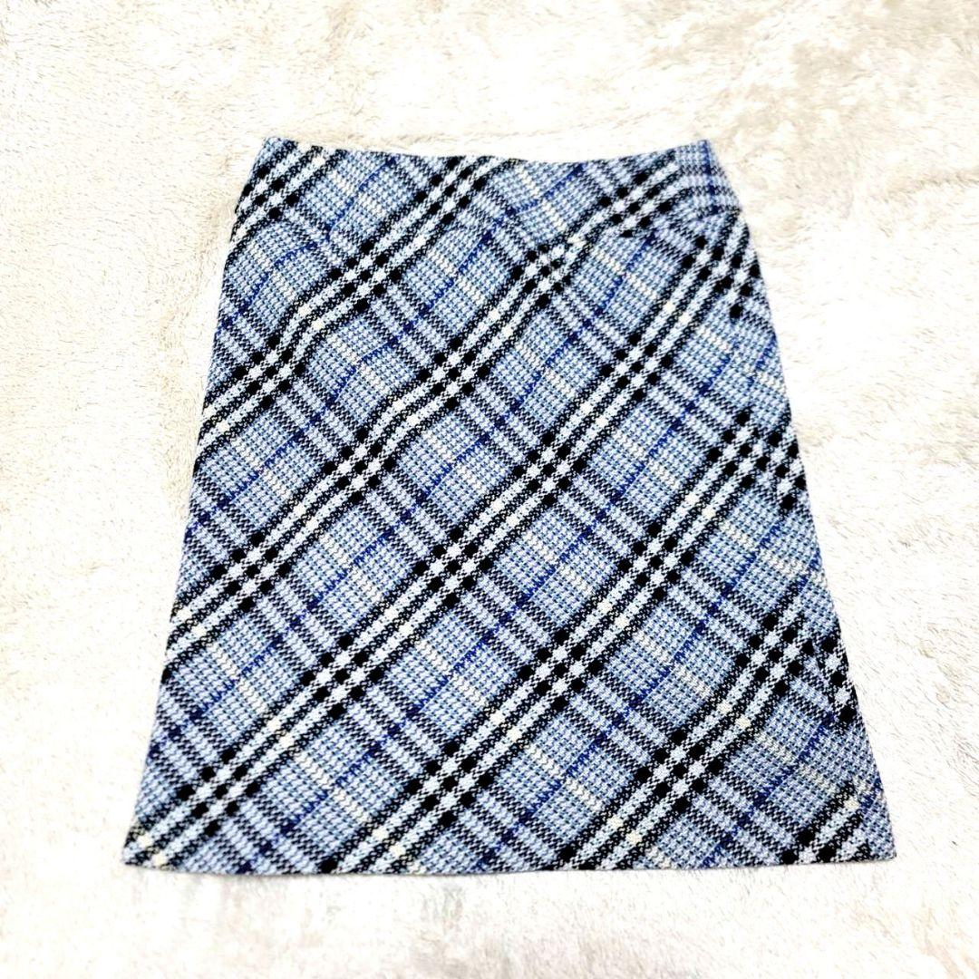 極美品 バーバリーロンドン ラップスカート ノバチェック 44 ブルー系