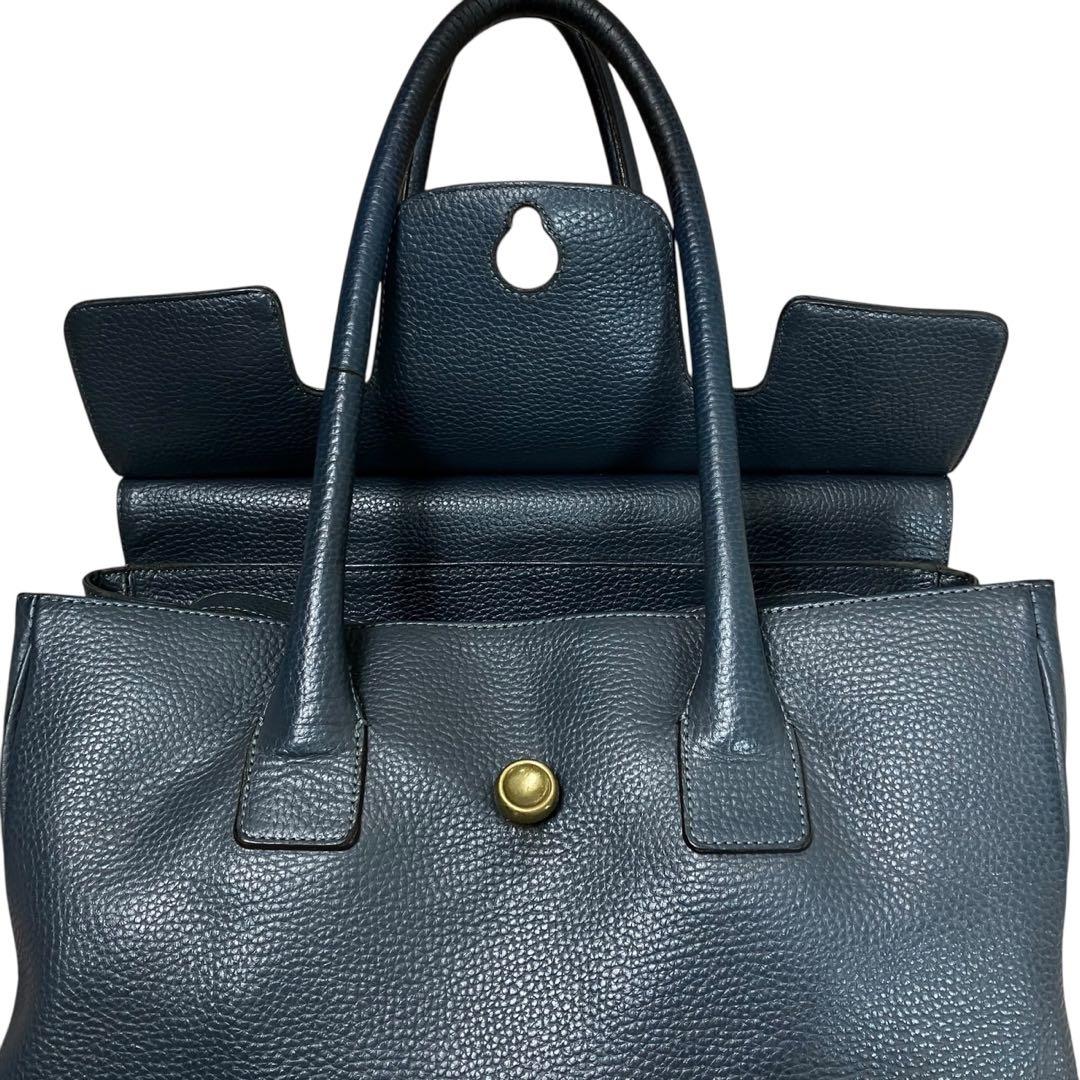 トフアンドロードストーン トートバッグ ルーフボタン レザー A4 ネイビー