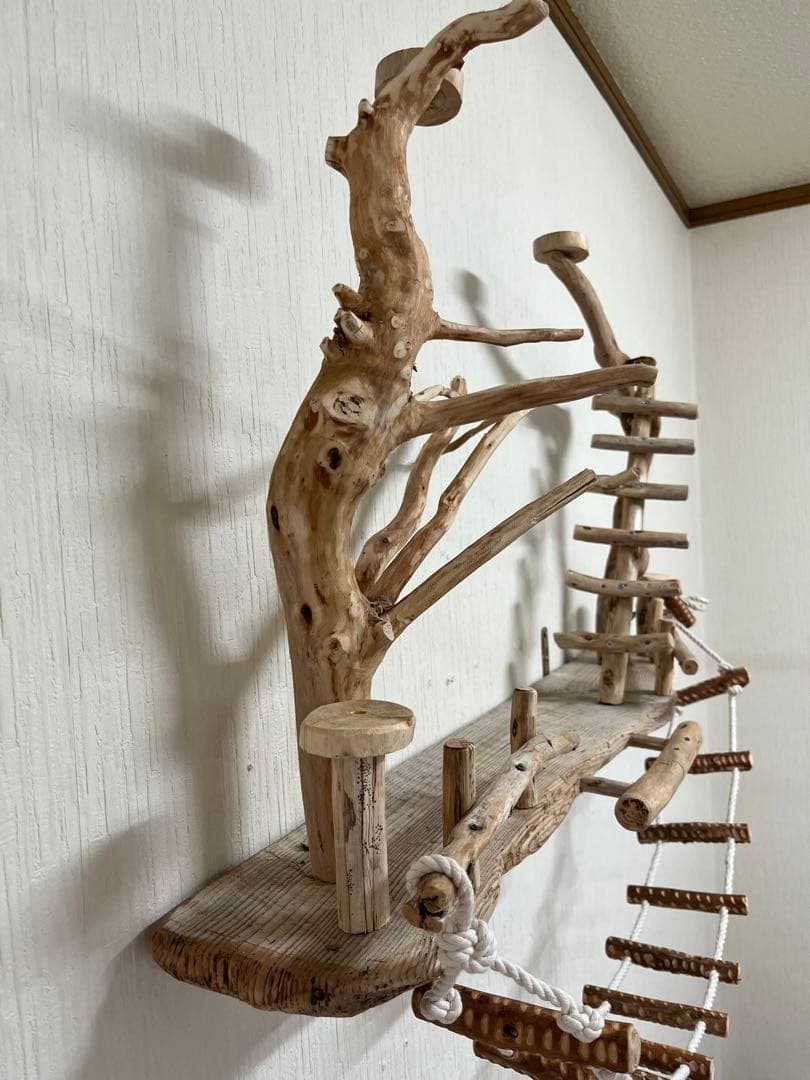 鳥インコ止まり木 流木バードアスレチック 壁掛けタイプバードジム壁