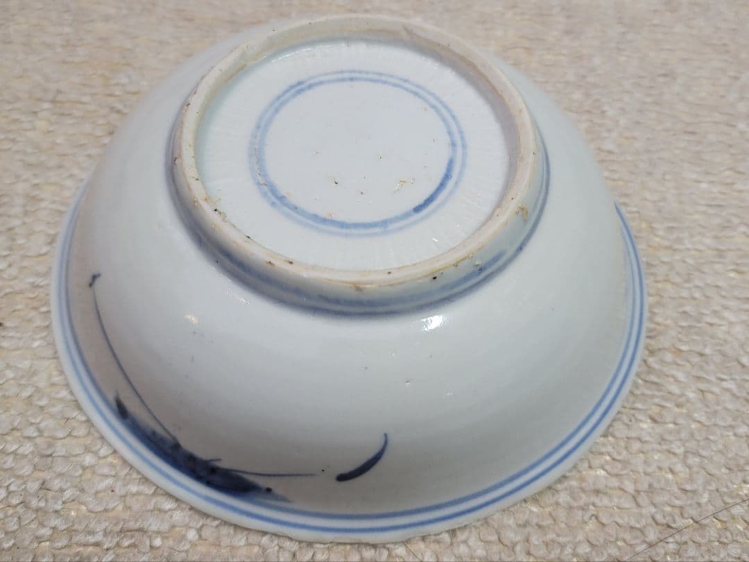 専用3枚中国明時代 双魚文専用小皿(欠けあり品)在銘 鶴文1枚 花かご1枚