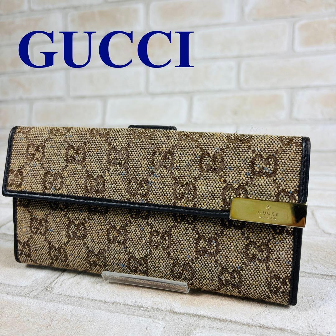GUCCI グッチ 長財布 レザー GGキャンバス キャンバス ブラウン