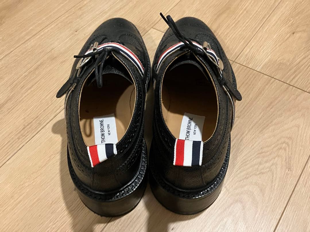 トム ブラウン レザーシューズ US9 27cm ブラック ウィングチップ 革