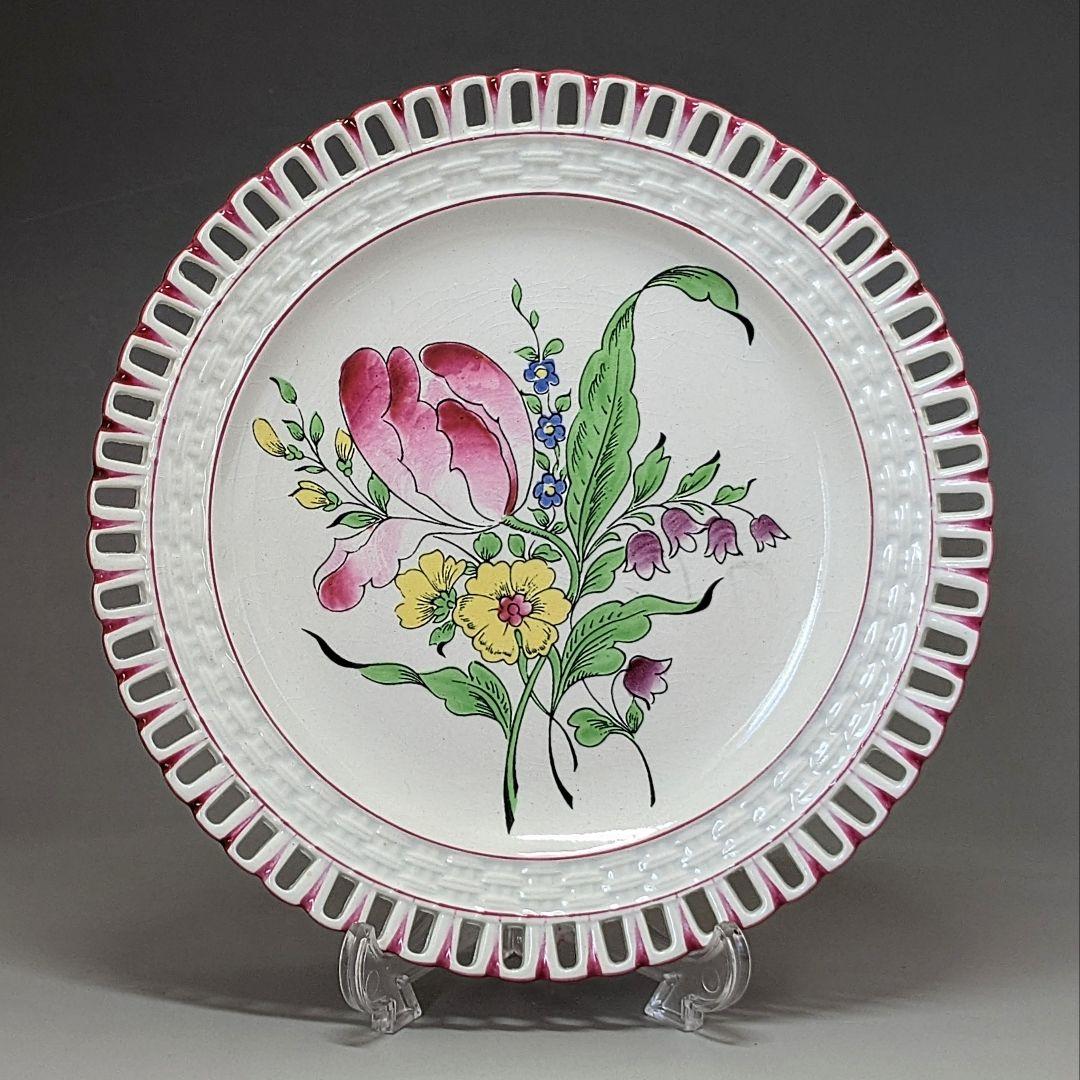 フランス アンティーク リュネヴィル パニエ皿 Luneville チューリップ