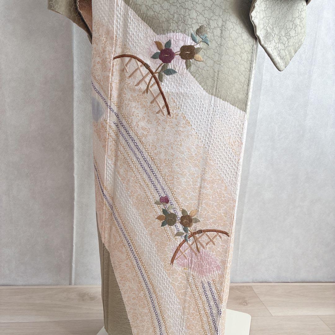 訪問着 フルセット 着物 正絹 トールサイズ 卒業式 入学式 絞り 静か華