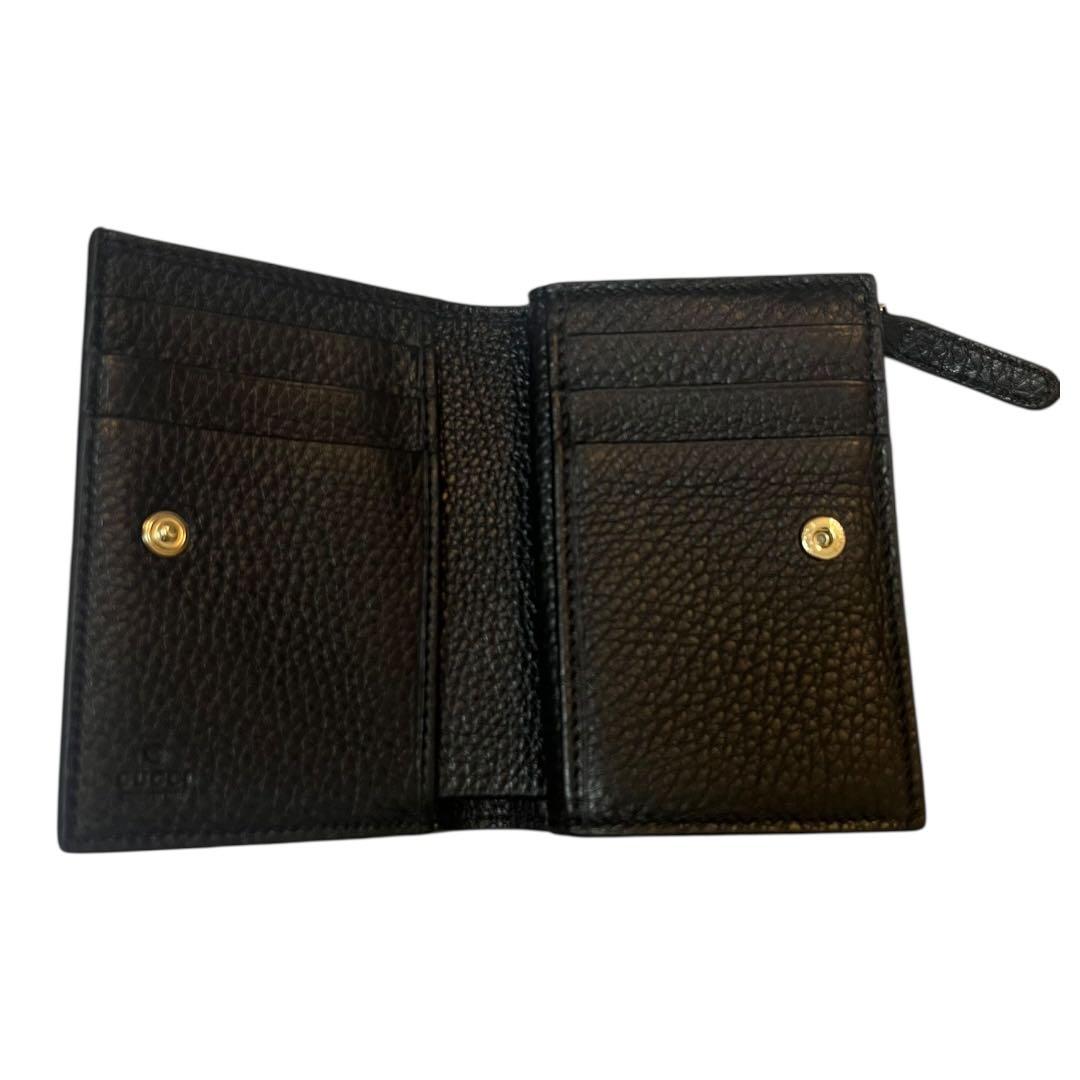 【極美品】GUCCI 2つ折り財布 GGエンブレム スモールウォレット ブラック