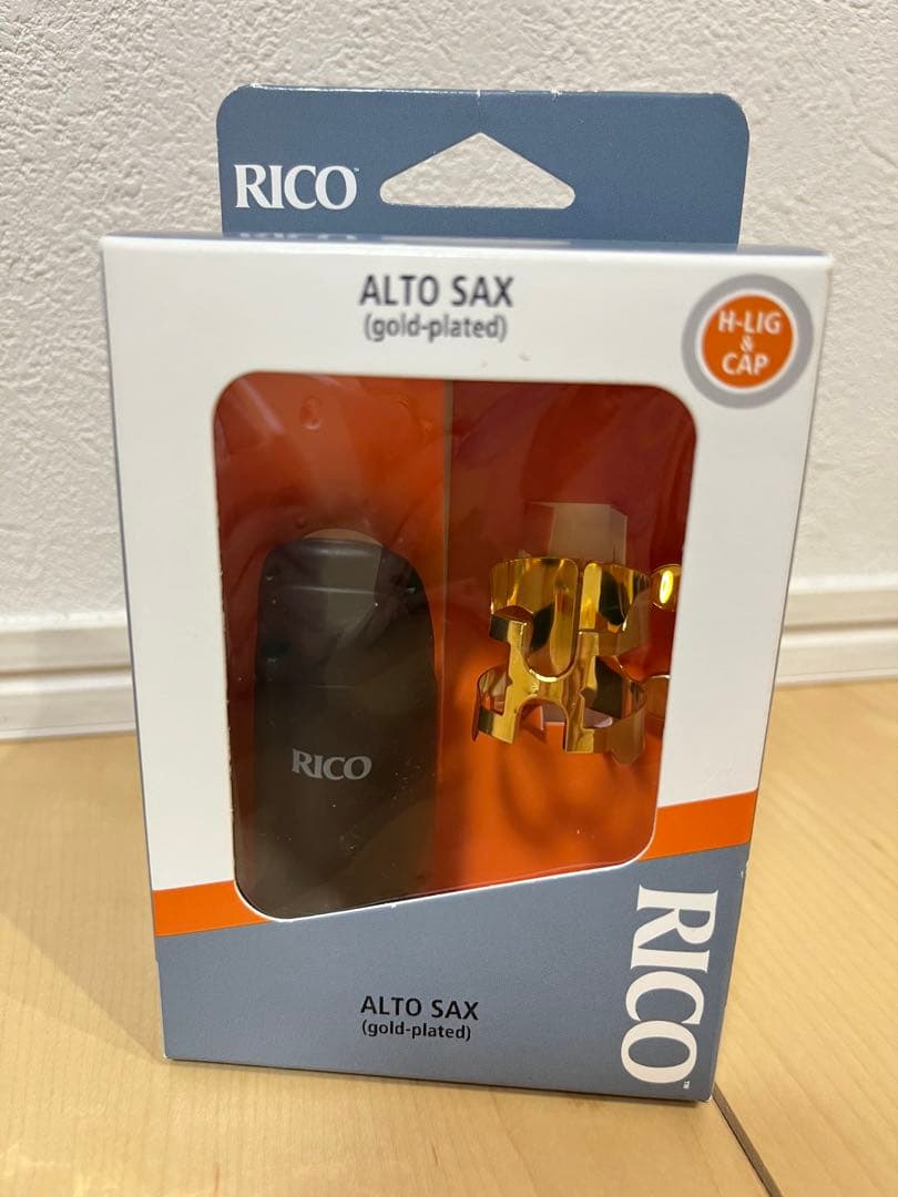 RICO ALTO SAX (gold-plated) Hリガチャー Rico HAS1G ゴールドプレート リガチャー&キャップ アルトサクソフォン