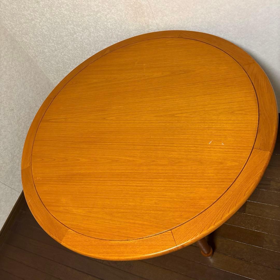 【良品】ヴィンテージ ラウンドテーブル ダイニングテーブル ろくろ脚