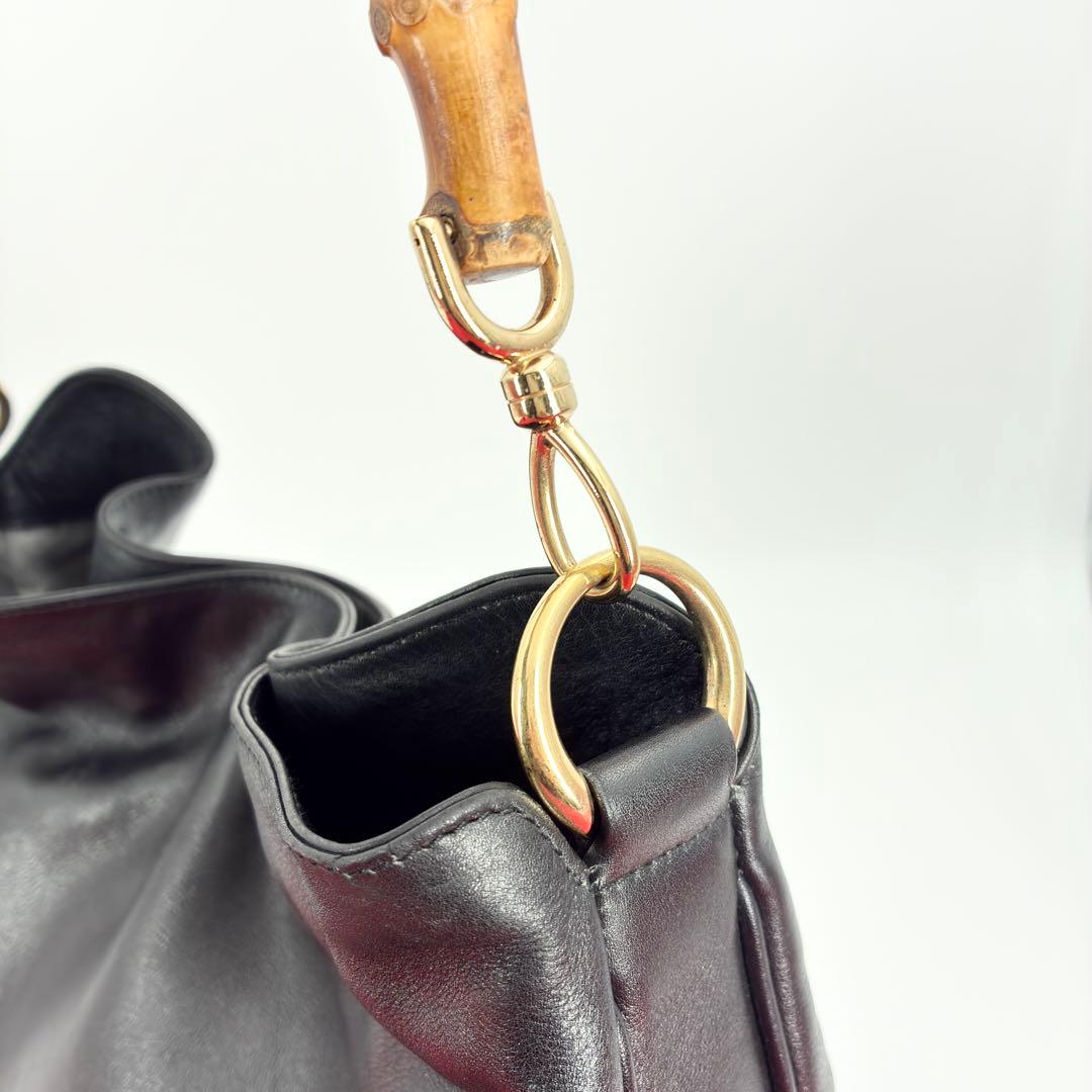 美品　グッチ　ワンショルダー　レザー　ショルダーバッグ　2WAY　ブラック　黒