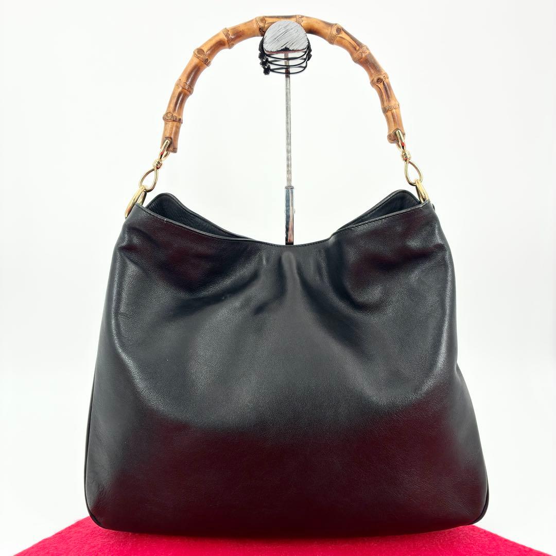 美品　グッチ　ワンショルダー　レザー　ショルダーバッグ　2WAY　ブラック　黒