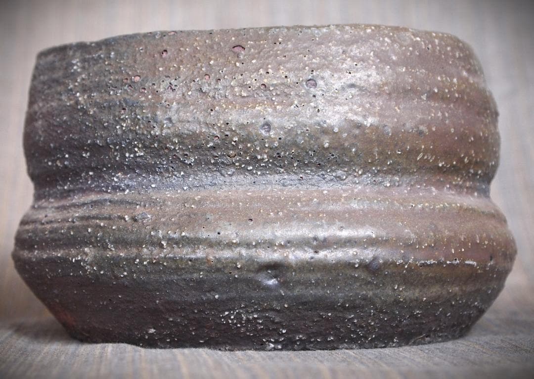 希少作★小山日出男★伊部手《窯変》建水★黄胡麻★花器にもお勧め