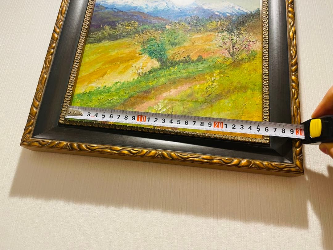 国立秀雄『安曇野山畑』油絵直筆風景画裏書サイン高級額装