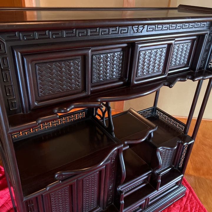 黒檀 高級 和家具 茶棚 茶箪笥 飾り棚 違い棚 花梨 紫檀 唐木 - メルカリ