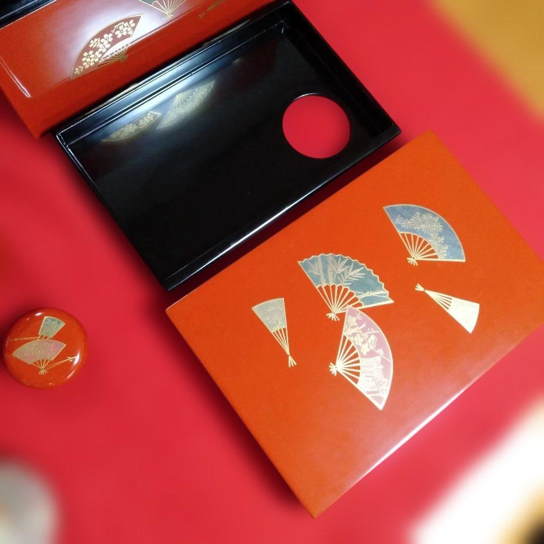 扇面蒔絵入り 利休茶箱